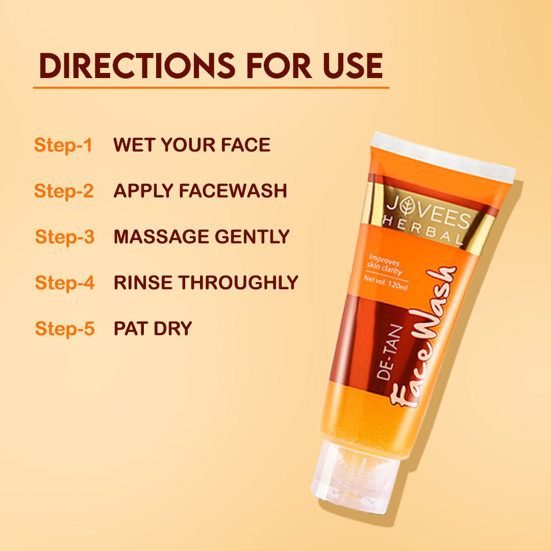 Jovees De-Tan Face Wash | Brightens And De-Tans Skin | Clarifies
