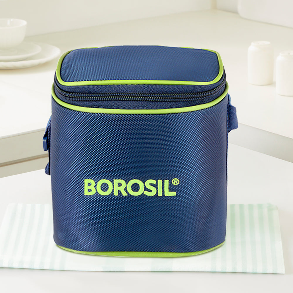 Borosil Blue Tall Lunch Bag, Square