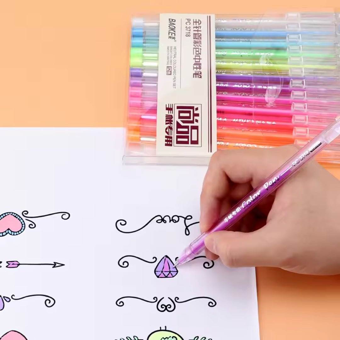 Baoke Metal Highlight Gel Pen 0.6mm (Pack of 12) - PC3718