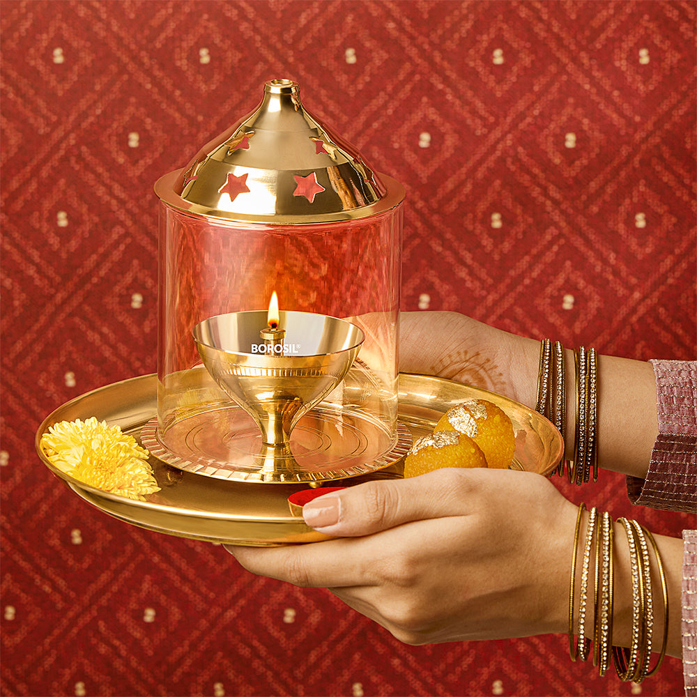 Borosil Akhand Diya, Brass