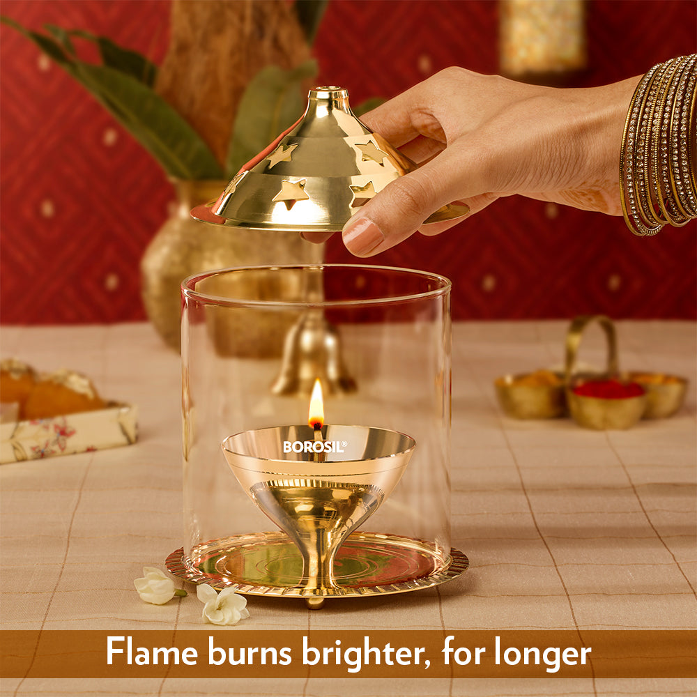 Borosil Akhand Diya, Brass
