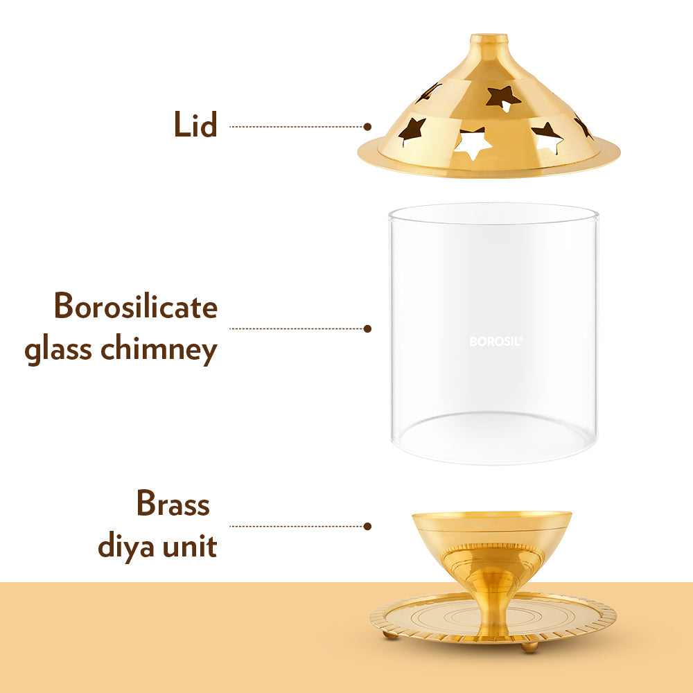 Borosil Akhand Diya, Brass