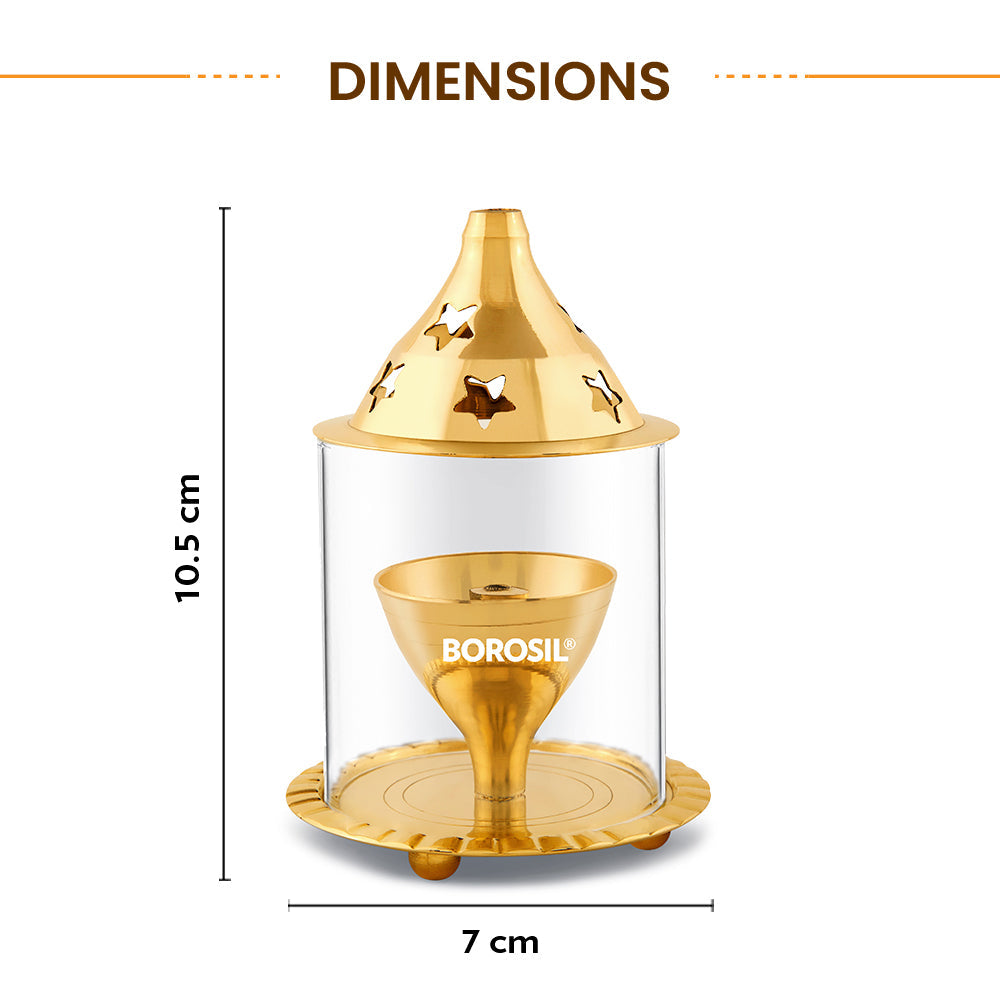 Borosil Akhand Diya, Brass