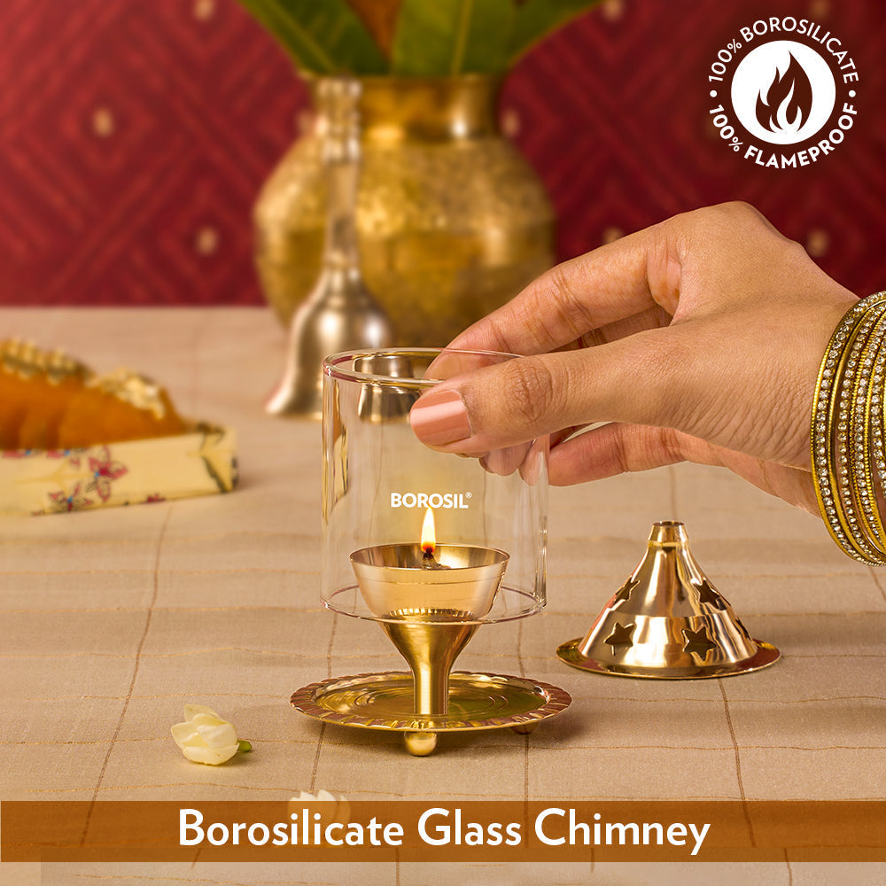 Borosil Akhand Diya, Brass