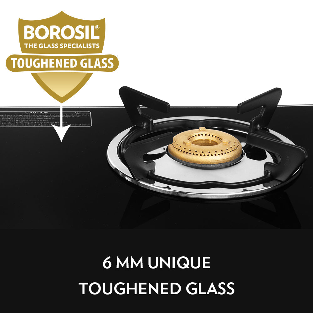 Borosil Blaze Glass-top Gas stove, 2 Burners
