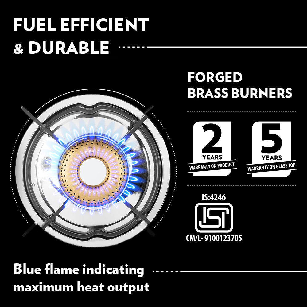 Borosil Blaze Glass-top Gas stove, 2 Burners