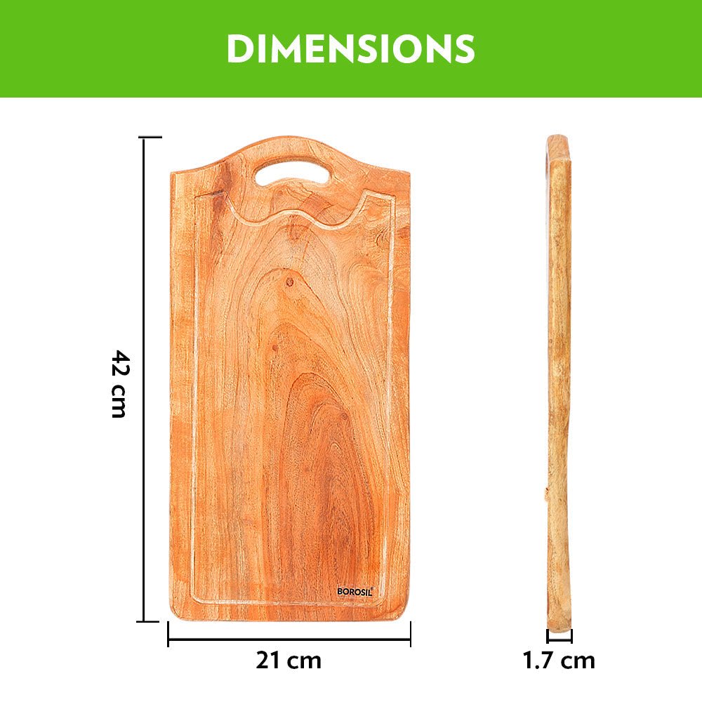 Borosil Dice Pro Neem Wood Chopping Board