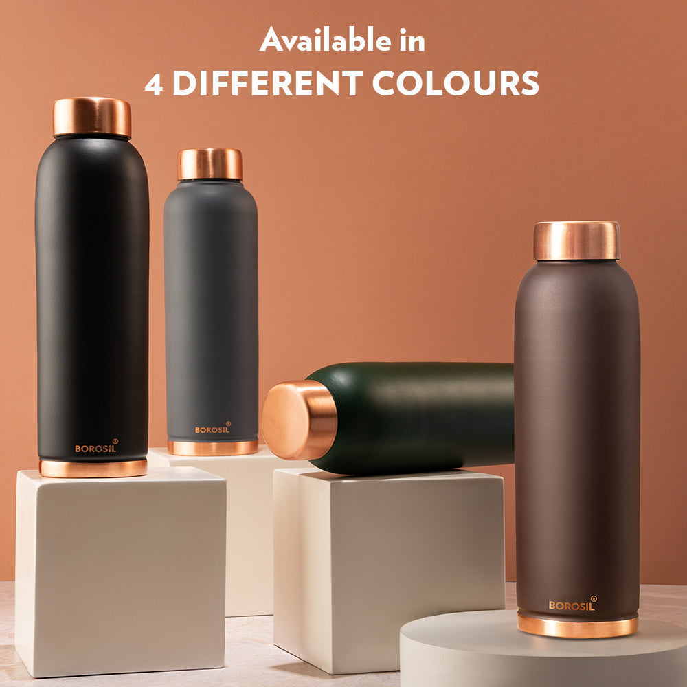 Borosil Eco Copper Bottle, Grey - Personalise