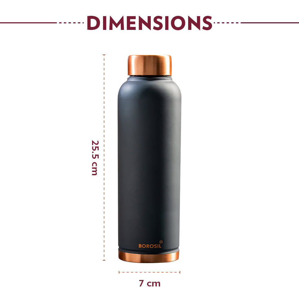 Borosil Eco Copper Bottle, Grey - Personalise