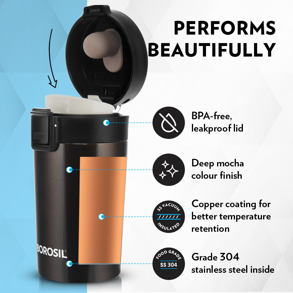Borosil Coffeemate Insulated Mug, Mocha