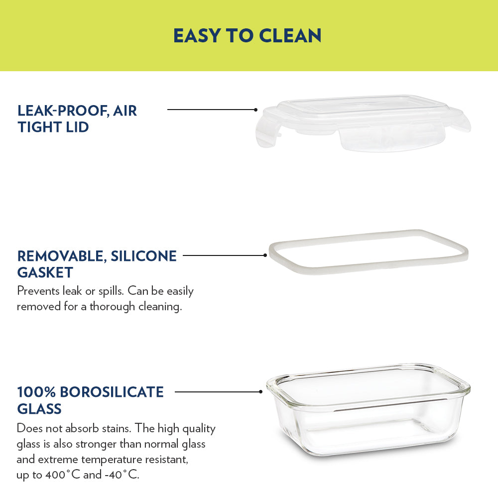 Ace Aroma Glass Lunch Box, Square x 4 (Flat)