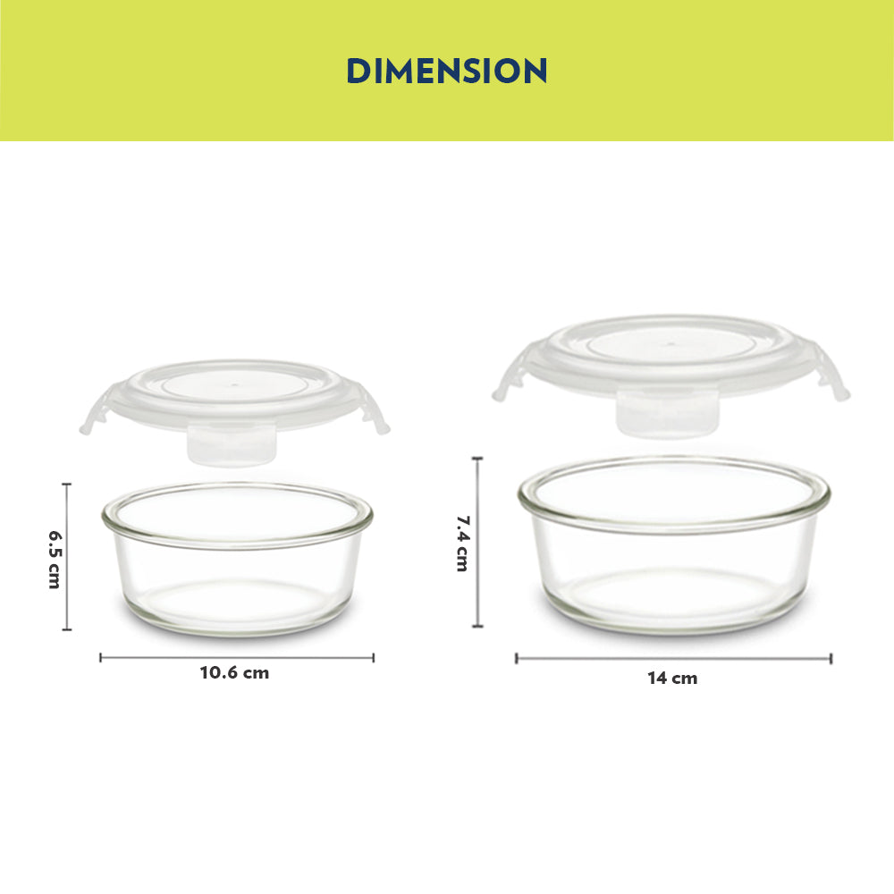 Ace Fusion Glass Lunch Box, Round x 4 (Flat)