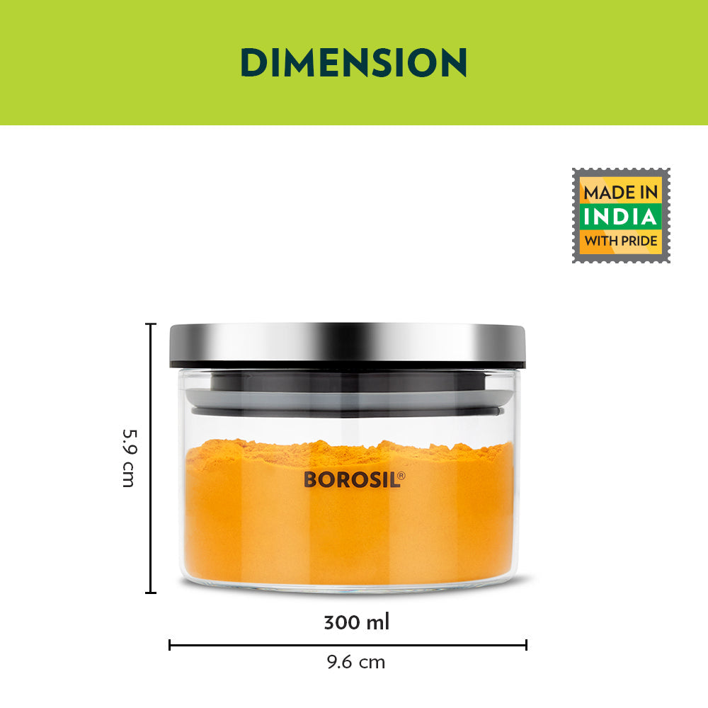 Borosil Classic Storage Jar Set of 2, 300 ml