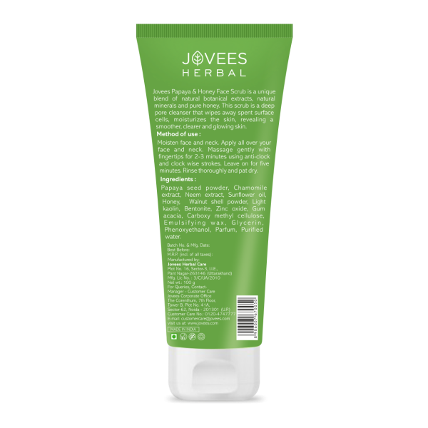 Jovees Papaya & Honey Face Scrub | With Honey & Neem | Normal to Dry Skin