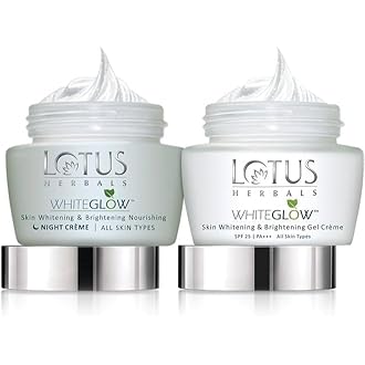 Lotus Herbals Whiteglow Gel Cream 60g, Nourishing Night Cream 60g, Set of 2
