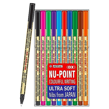 ADD Gel Nu-Point DX Colourful Writting Ultra Soft Nibs From Japan Pack of 10 Pen