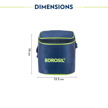 Borosil Blue Tall Lunch Bag, Square