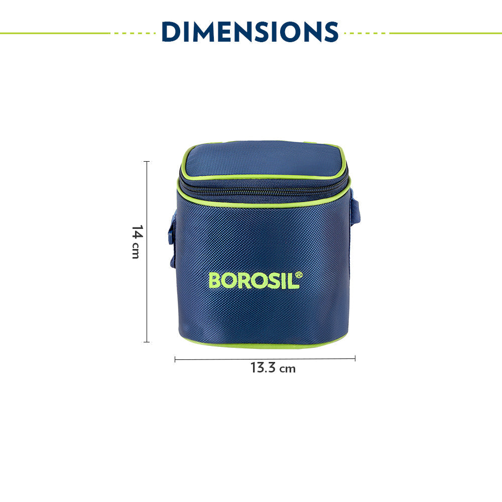 Borosil Blue Tall Lunch Bag, Square