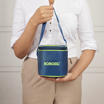 Borosil Blue Tall Lunch Bag, Square