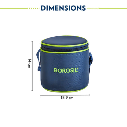 Borosil Blue Tall Lunch Bag, Round