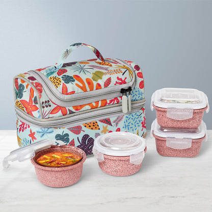 Borosil Bloom Pink Universal Glass Lunchbox