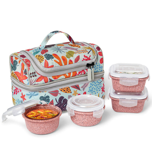 Borosil Bloom Pink Universal Glass Lunchbox
