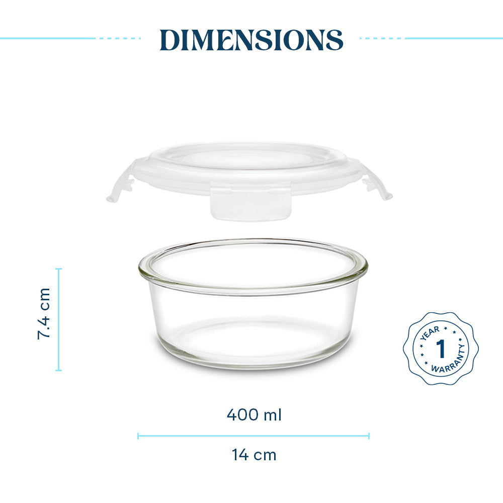 Larah Everyday Klip n Store Round Glass Containers