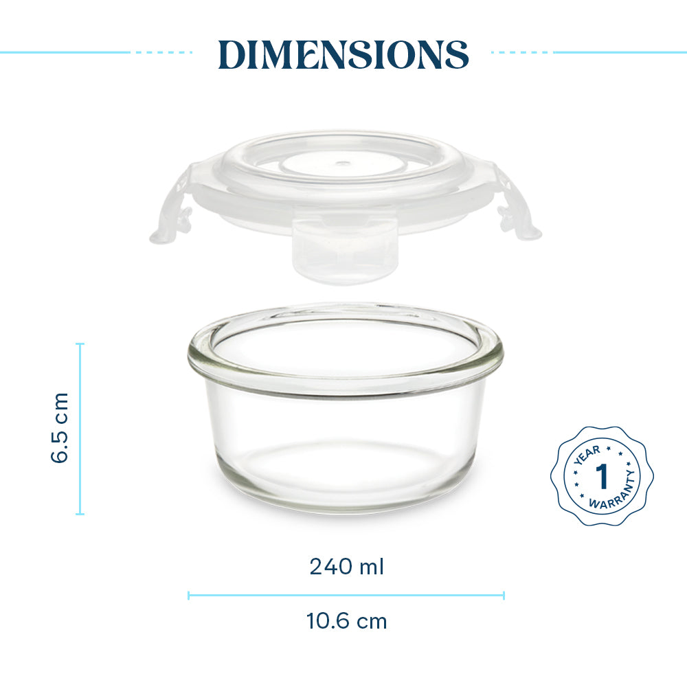 Larah Everyday Klip n Store Round Glass Containers