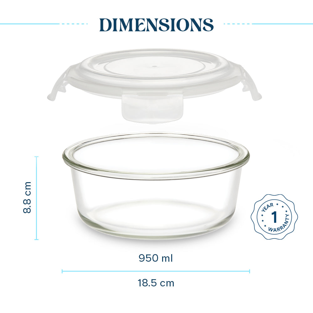 Larah Everyday Klip n Store Round Glass Containers