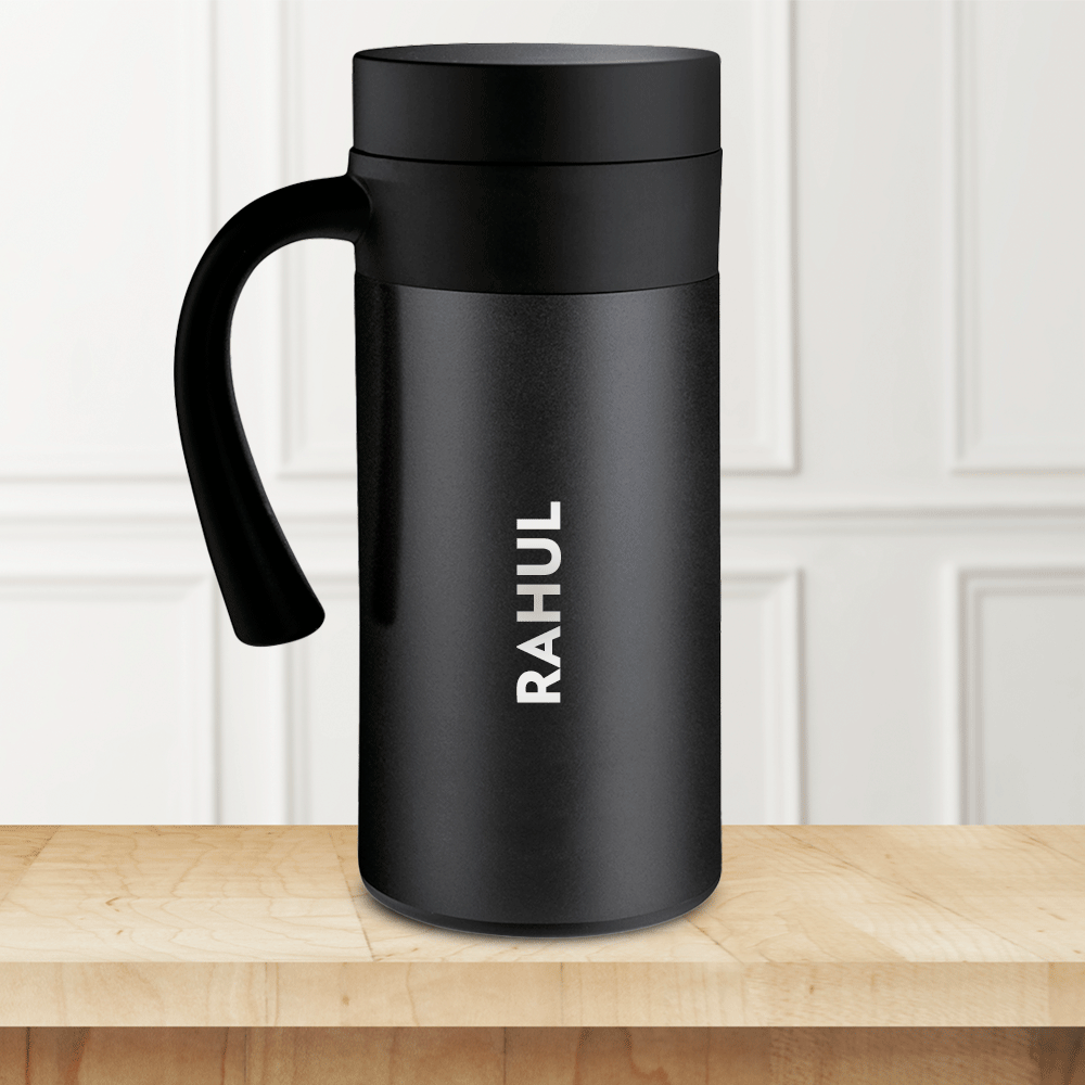 Borosil CafeTime Insulated Mug, Black, Personalise