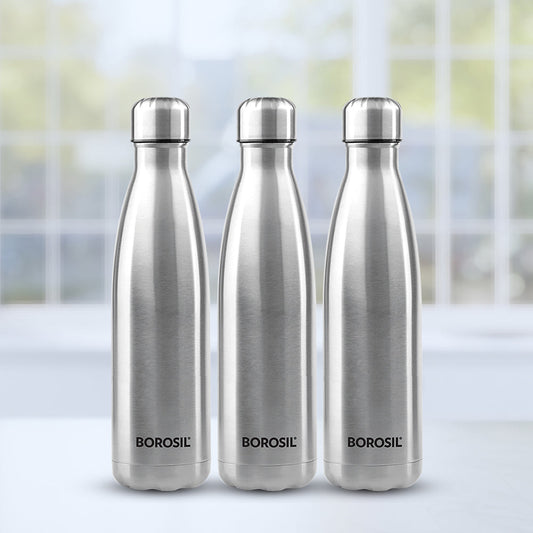 Borosil Bolt Single Wall Bottle, 1 L - Set of 3