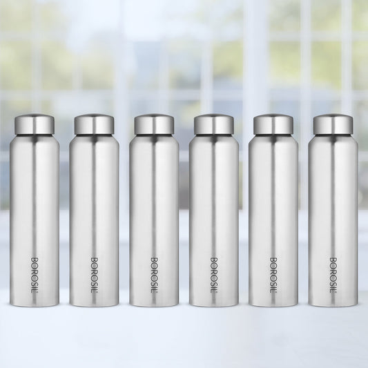 Borosil Aquaslim Stainless Steel 1 L Silver - Set of 6