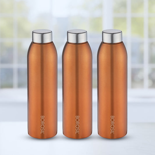 Borosil Easy Sip Stainless Steel 750 ml Bronze - Set of 3