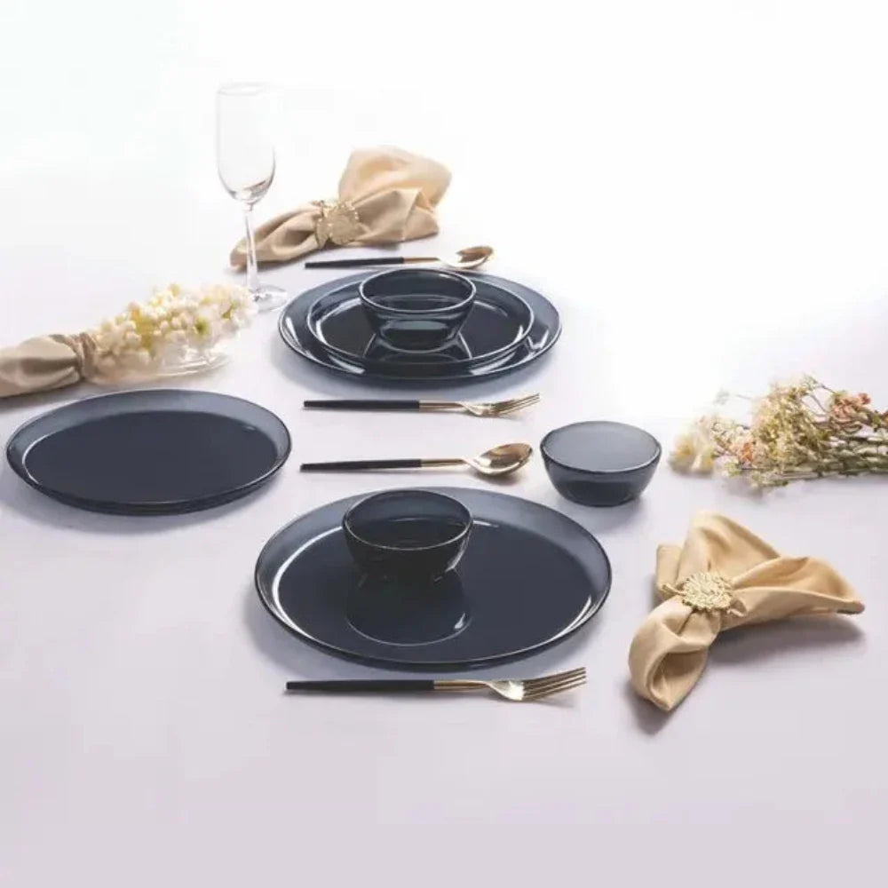 Borosil Aura Glass Dinner Set, Grey