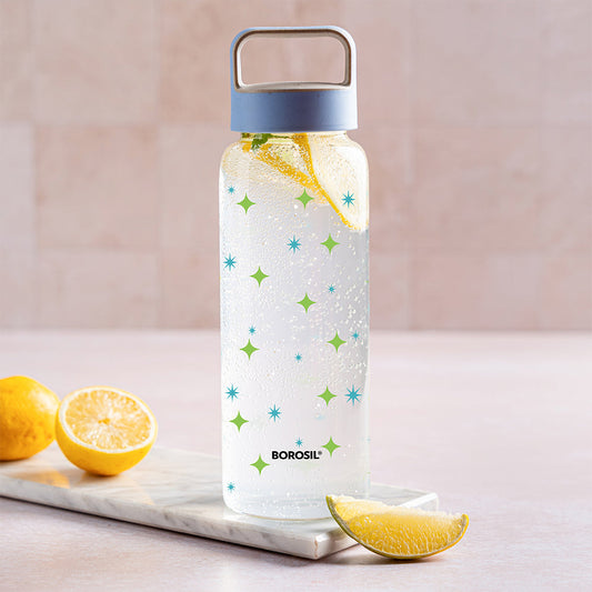 Borosil Cosmic Glass Bottle w Husk Lid