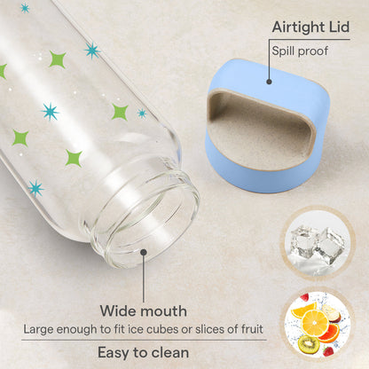 Borosil Cosmic Glass Bottle w Husk Lid