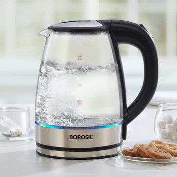 BOROSIL Transparent Borosilicate Glass Dry-boil Protection Electric Kettle 1.8 L