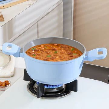 BOROSIL Vajra Blue Ceramic Cook And Serve Casserole 1.7 L
