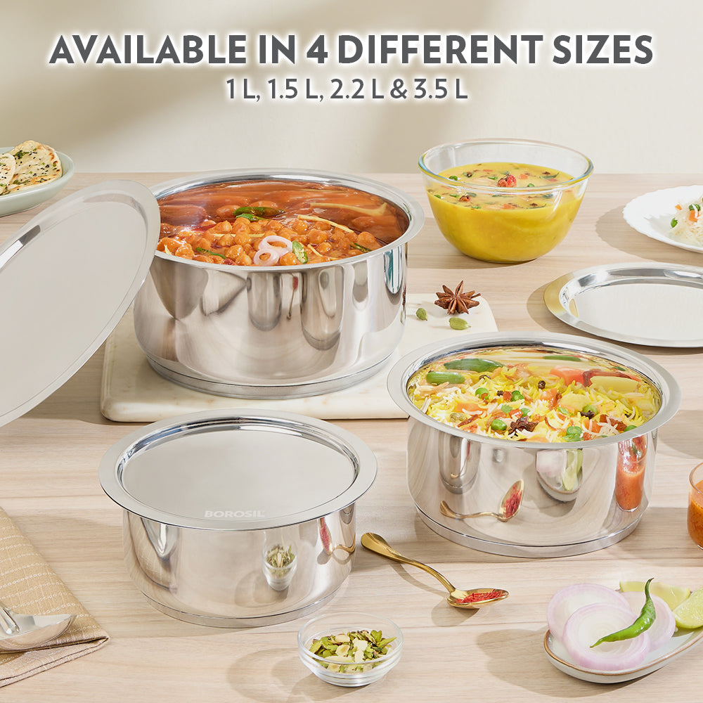 Borosil Cookfresh Impact Bonded Tri-Ply Bottom Tope + Lid
