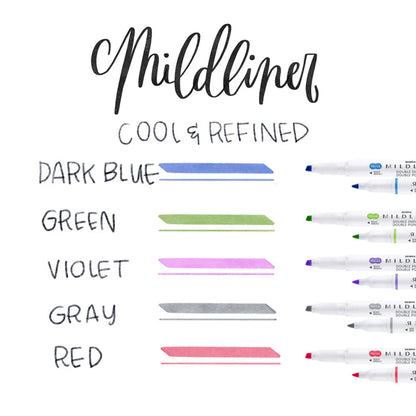 Zebra Mildliner Dual-Tip Brush Pen Set x 5