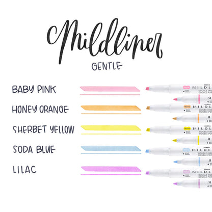 Zebra Mildliner Dual-Tip Brush Pen Set x 5