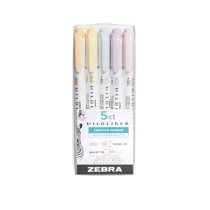 Zebra Mildliner Dual-Tip Brush Pen Set x 5