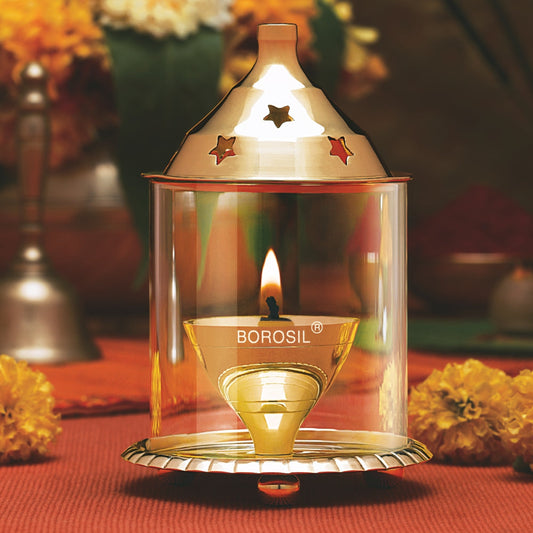 Borosil Akhand Diya, Brass