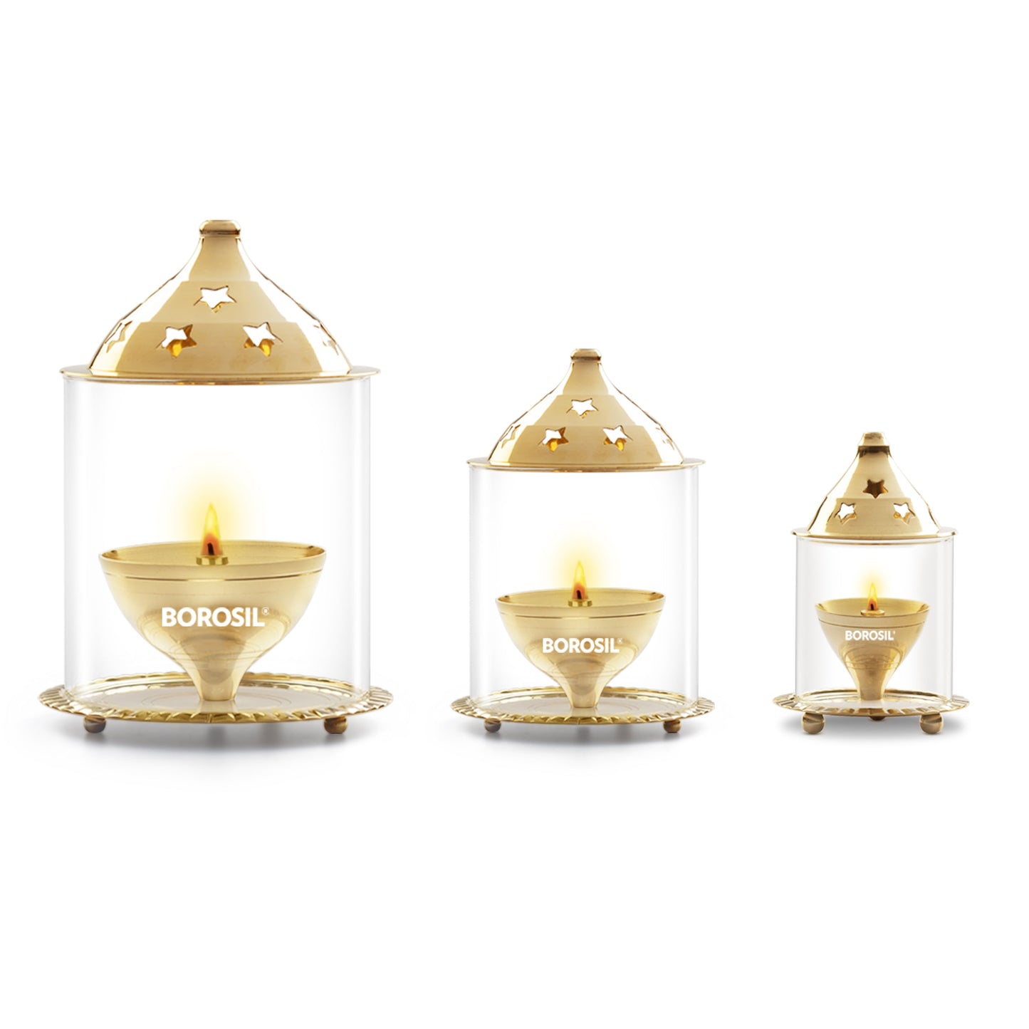 Borosil Akhand Diya, Brass