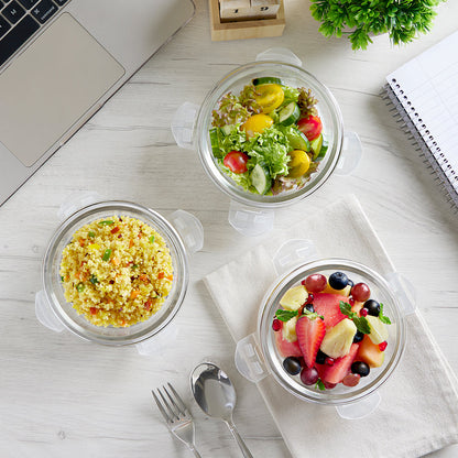 Borosil Foodluck Olive Glass Lunchbox, Round x 3