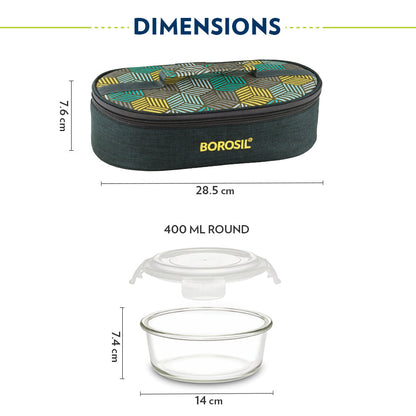 Borosil Foodluck Olive Glass Lunchbox, Round x 2 (Flat)