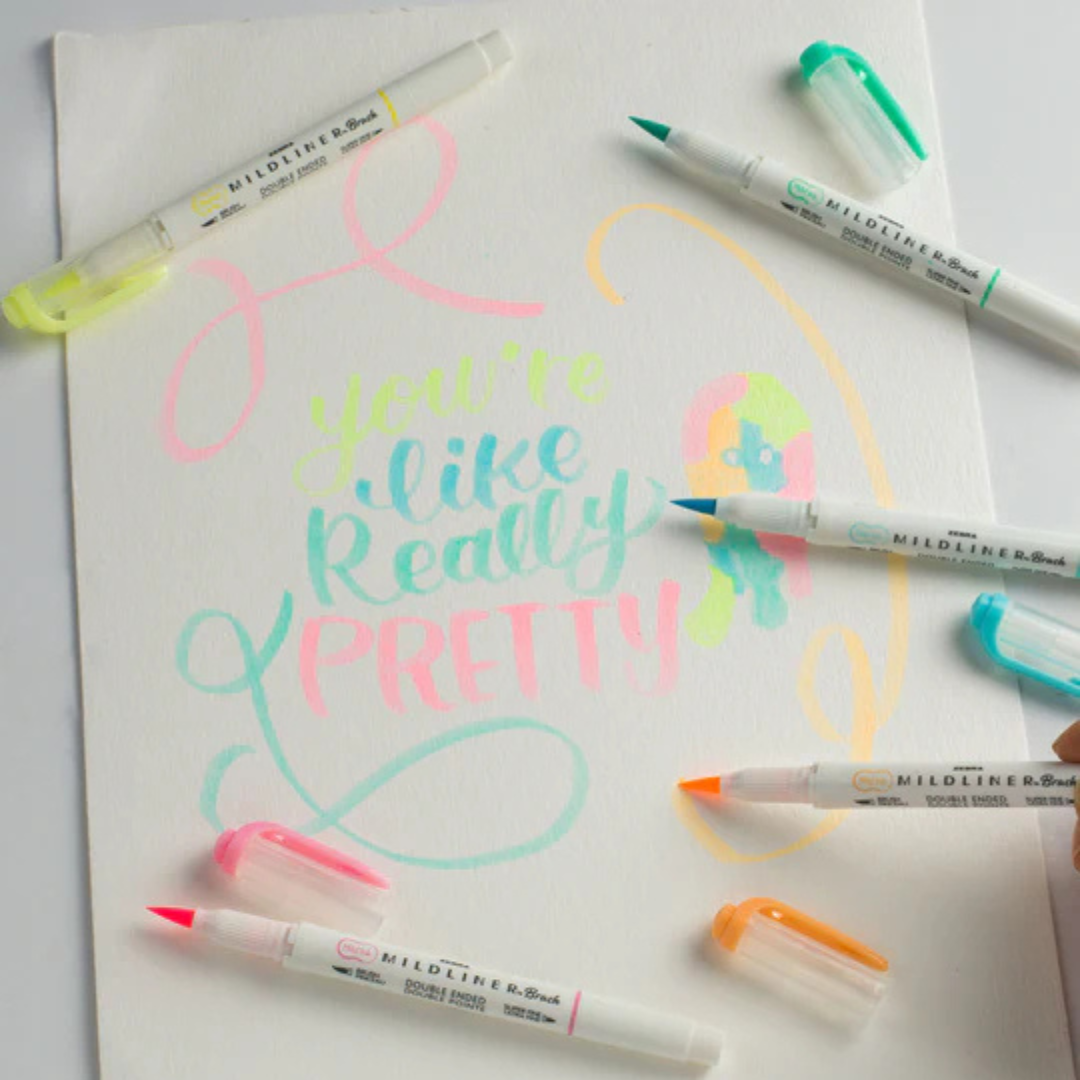 Zebra Mildliner Dual-Tip Brush Pen Set x 5
