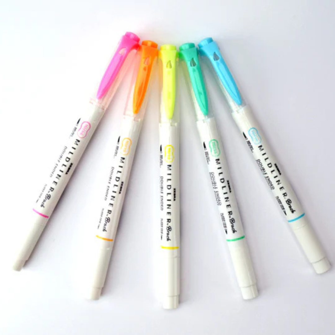Zebra Mildliner Dual-Tip Brush Pen Set x 5