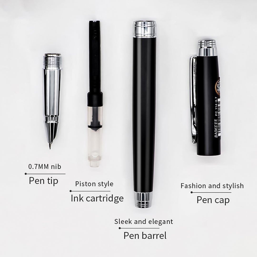 Baoke  0.7mm Black Ink Metal Shenbao Signature Fountain Pen