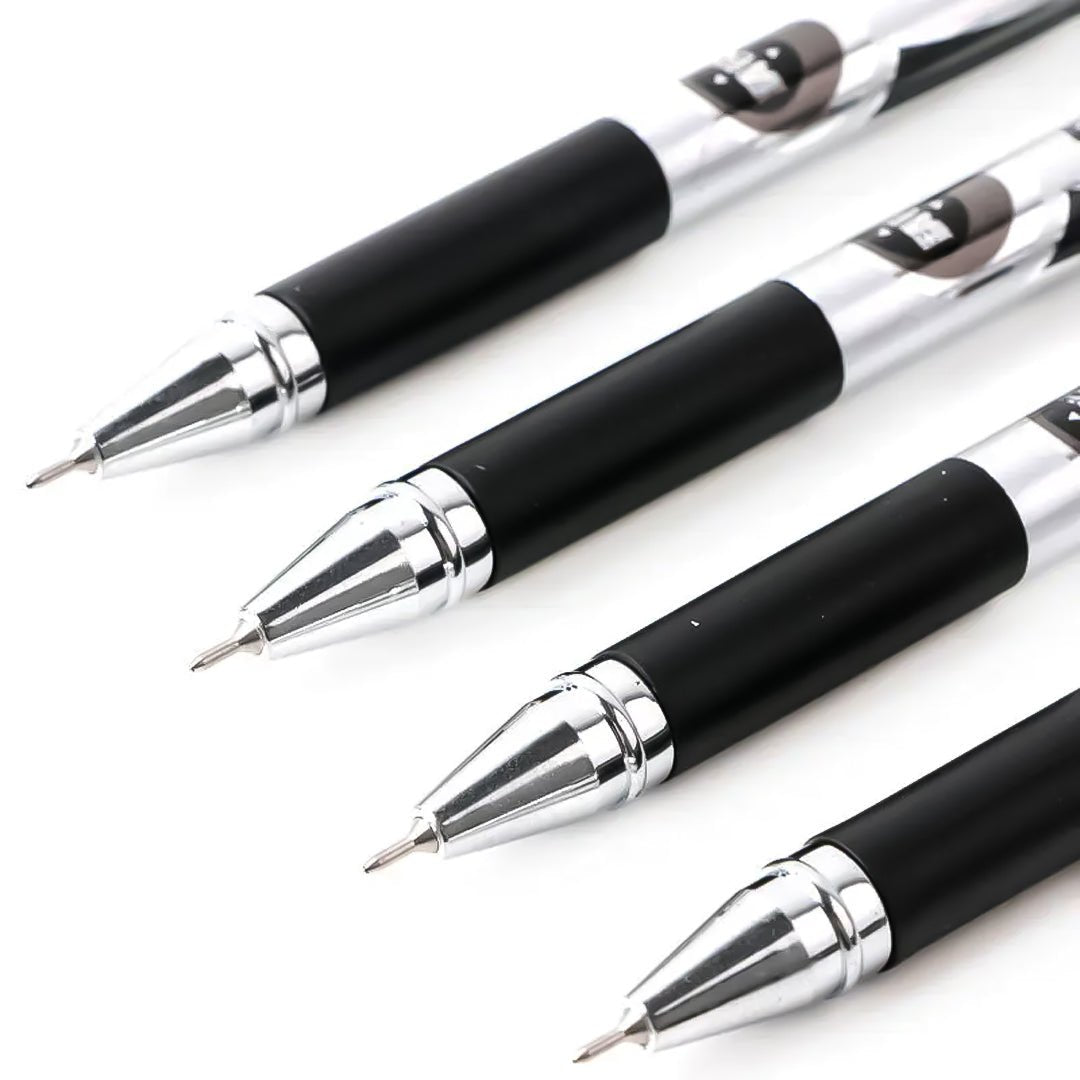 Baoke Elite Silver Body Black Ink Gel Pen-Pack Of 6